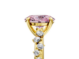 Yellow gold Fancy Pink Oval  Cut Diamond Vine Band with Four-Prong Setting_64