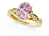 Yellow gold Fancy Pink Oval  Cut Diamond with Milgrain Marquise and Bezel Accents on a Solitaire Band with Prong Setting_213