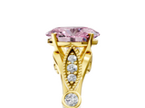 Yellow gold Fancy Pink Oval  Cut Diamond with Milgrain Marquise and Bezel Accents on a Solitaire Band with Prong Setting_217