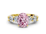 Yellow gold Fancy Pink Oval  Cut Five-Stone Prong Set Diamond Ring with Classic Band_52