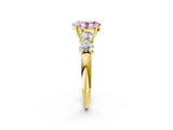 Yellow gold Fancy Pink Oval  Cut Five-Stone Prong Set Diamond Ring with Classic Band_54