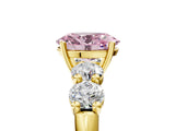 Yellow gold Fancy Pink Oval  Cut Five-Stone Prong Set Diamond Ring with Classic Band_57