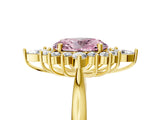 Yellow gold Fancy Pink Oval Cut Halo Diamond Cluster Ring with Marquise and Round Stones on a White Gold Band with Prong Setting_5
