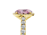 Yellow gold Fancy Pink Oval  Cut Halo Diamond Engagement Ring with Pave Band and Four-Prong Setting_33