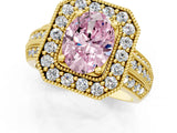 Yellow gold Fancy Pink Oval Cut Halo Diamond Engagement Ring with Pave Split Shank and Four-Prong Setting_13