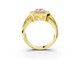 Yellow gold Fancy Pink Oval Cut Halo Diamond Engagement Ring with Pave Split Shank and Four-Prong Setting_15