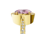 Yellow gold Fancy Pink Oval Cut Halo Diamond Engagement Ring with Split Shank Band and Four-Prong Setting_5