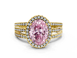 Yellow gold Fancy Pink Oval  Cut Halo Diamond Engagement Ring with Split Shank and Four-Prong Setting_20