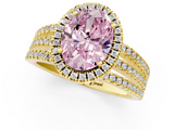 Yellow gold Fancy Pink Oval  Cut Halo Diamond Engagement Ring with Split Shank and Four-Prong Setting_21