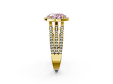 Yellow gold Fancy Pink Oval  Cut Halo Diamond Engagement Ring with Split Shank and Four-Prong Setting_22