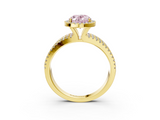 Yellow gold Fancy Pink Oval  Cut Halo Diamond Engagement Ring with Split Shank and Four-Prong Setting_23