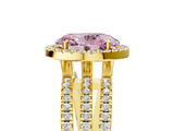 Yellow gold Fancy Pink Oval  Cut Halo Diamond Engagement Ring with Split Shank and Four-Prong Setting_25