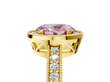 Yellow gold Fancy Pink Oval  Cut Halo Diamond Pave Band Ring with Four-Prong Setting_50