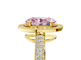 Yellow gold Fancy Pink Oval  Cut Halo Diamond Pave Band with Four-Prong Setting_42