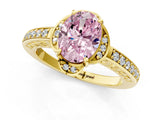 Yellow gold Fancy Pink Oval  Cut Halo Diamond Ring with Channel Set Band and Four-Prong Setting_33