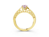 Yellow gold Fancy Pink Oval  Cut Halo Diamond Ring with Channel Set Band and Four-Prong Setting_35