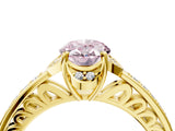 Yellow gold Fancy Pink Oval  Cut Halo Diamond Ring with Channel Set Band and Four-Prong Setting_36
