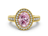 Yellow gold Fancy Pink Oval  Cut Halo Diamond Ring with Pavé Band and Four-Prong Setting_68