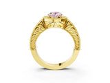 Yellow gold Fancy Pink Oval  Cut Halo Diamond Ring with Pavé Band and Four-Prong Setting_71