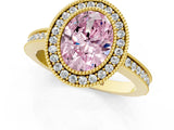 Yellow gold Fancy Pink Oval  Cut Halo Diamond Ring with Pavé Band and Milgrain Prong Setting_33