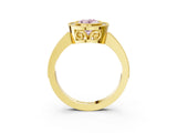 Yellow gold Fancy Pink Oval  Cut Halo Diamond Ring with Pavé Band and Milgrain Prong Setting_35