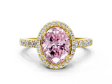 Yellow gold Fancy Pink Oval  Cut Halo Diamond Ring with Pave Band and Four-Prong Setting_24