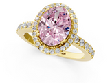 Yellow gold Fancy Pink Oval  Cut Halo Diamond Ring with Pave Band and Four-Prong Setting_25
