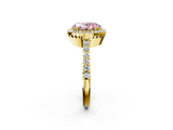 Yellow gold Fancy Pink Oval  Cut Halo Diamond Ring with Pave Band and Four-Prong Setting_26
