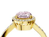 Yellow gold Fancy Pink Oval  Cut Halo Diamond Ring with Pave Band and Four-Prong Setting_28