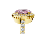 Yellow gold Fancy Pink Oval  Cut Halo Diamond Ring with Pave Band and Four-Prong Setting_29
