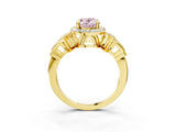 Yellow gold Fancy Pink Oval Cut Halo Diamond Split Shank Engagement Ring with Four-Prong Setting_3