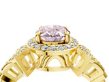 Yellow gold Fancy Pink Oval Cut Halo Diamond Split Shank Engagement Ring with Four-Prong Setting_4