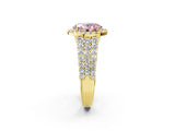 Yellow gold Fancy Pink Oval Cut Halo Pavé Diamond Engagement Ring with Split Shank and Four-Prong Setting_5