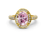 Yellow gold Fancy Pink Oval  Cut Halo Pave Split Shank Prong Setting Ring_31