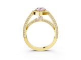 Yellow gold Fancy Pink Oval  Cut Halo Pave Split Shank Prong Setting Ring_34