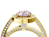 Yellow gold Fancy Pink Oval  Cut Halo Pave Split Shank Prong Setting Ring_35