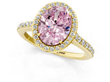 Yellow gold Fancy Pink Oval Cut Halo Round Diamond Pavé Band with Four-Prong Setting_4
