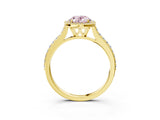 Yellow gold Fancy Pink Oval Cut Halo Round Diamond Pavé Band with Four-Prong Setting_6