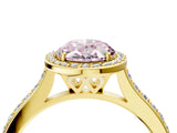 Yellow gold Fancy Pink Oval Cut Halo Round Diamond Pavé Band with Four-Prong Setting_7