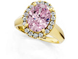 Yellow gold Fancy Pink Oval  Cut Halo Solitaire Engagement Ring with Square Band and Four-Prong Setting_67