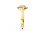 Yellow gold Fancy Pink Oval  Cut Halo Solitaire Engagement Ring with Square Band and Four-Prong Setting_68