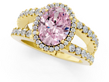Yellow gold Fancy Pink Oval  Cut Halo Split Shank Diamond Ring with Four-Prong Setting_46