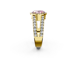 Yellow gold Fancy Pink Oval  Cut Halo Split Shank Diamond Ring with Four-Prong Setting_47