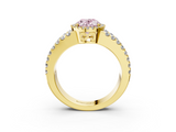 Yellow gold Fancy Pink Oval  Cut Halo Split Shank Diamond Ring with Four-Prong Setting_48