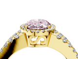 Yellow gold Fancy Pink Oval  Cut Halo Split Shank Diamond Ring with Four-Prong Setting_49