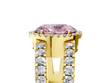 Yellow gold Fancy Pink Oval  Cut Halo Split Shank Diamond Ring with Four-Prong Setting_50