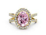 Yellow gold Fancy Pink Oval  Cut Halo Split Shank Pave Set Ring_62