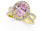 Yellow gold Fancy Pink Oval  Cut Halo Split Shank Pave Set Ring_63