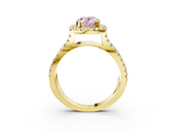 Yellow gold Fancy Pink Oval  Cut Halo Split Shank Pave Set Ring_65