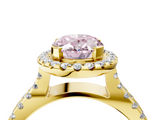 Yellow gold Fancy Pink Oval  Cut Halo Split Shank Pave Set Ring_66